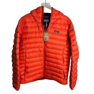 Patagonia Men’s Polinator Orange Down Sweater Hoody with Quilted Insulation